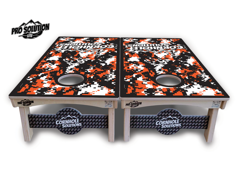 Pro Solution Elite - Digital Camo - Professional Tournament Cornhole Boards 3/4" Baltic Birch - Zero Bounce Zero Movement Vertical Interlocking Braces for Extra Weight & Stability +Double Thick Legs +Airmail Blocker