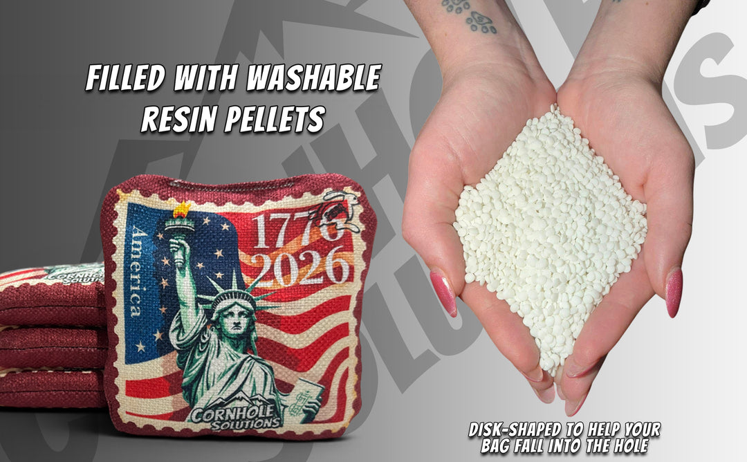 American Stamp Designs - Pro Style REC Cornhole Bags – Regulation 6"x6" – Full Set of 8