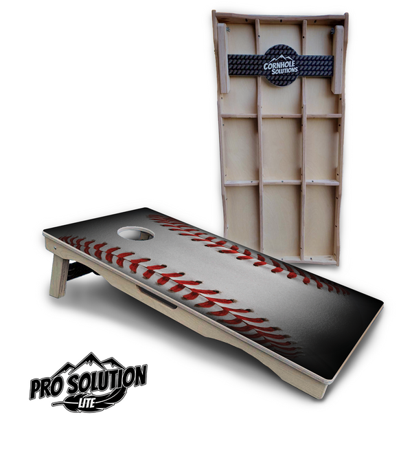 Pro Solution Lite - Baseball Design - Professional Tournament Cornhole Boards 3/4" Baltic Birch - Zero Bounce Zero Movement Vertical Interlocking Braces for Extra Weight & Stability +Double Thick Legs +Airmail Blocker