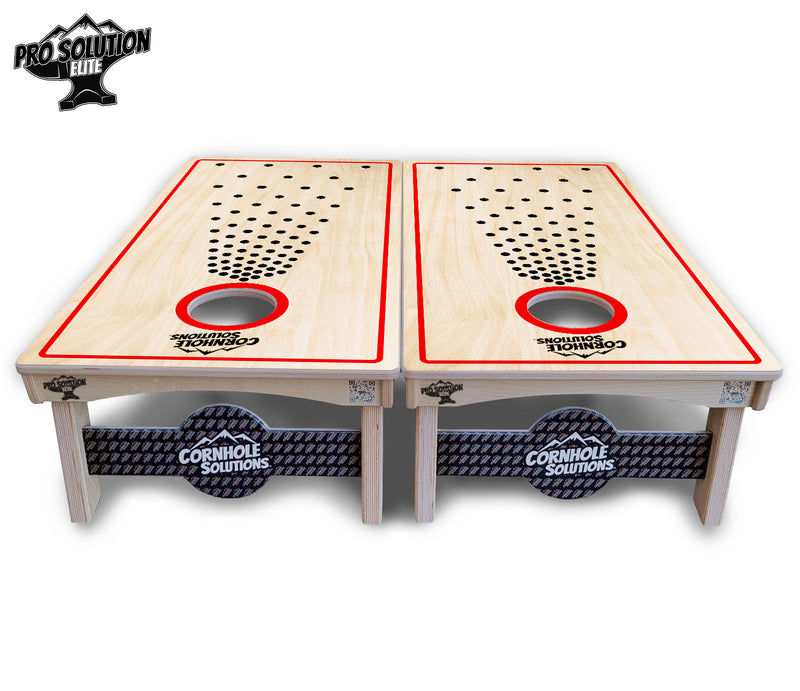 Pro Solution Elite - Basic Pop Dots CS Logo - Professional Tournament Cornhole Boards 3/4" Baltic Birch - Zero Bounce Zero Movement Vertical Interlocking Braces for Extra Weight & Stability +Double Thick Legs +Airmail Blocker