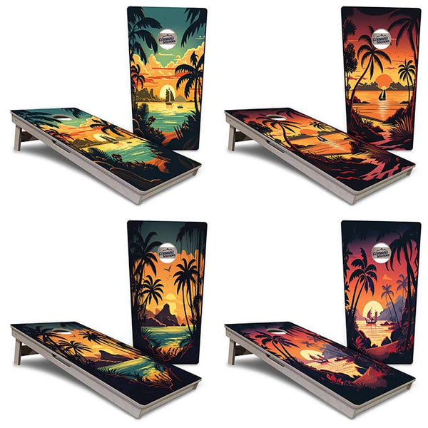Tournament Boards - Beach Sunset Design Options - Professional Tournament 2'x4' Regulation Cornhole Set - 3/4″ Baltic Birch - UV Direct Print + UV Clear Coat