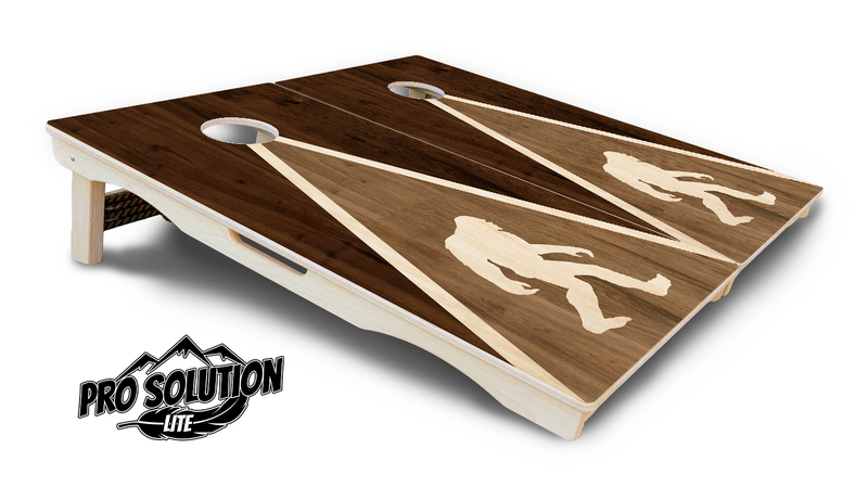 Pro Solution Lite - Bigfoot Triangle - Professional Tournament Cornhole Boards 3/4" Baltic Birch - Zero Bounce Zero Movement Vertical Interlocking Braces for Extra Weight & Stability +Double Thick Legs +Airmail Blocker