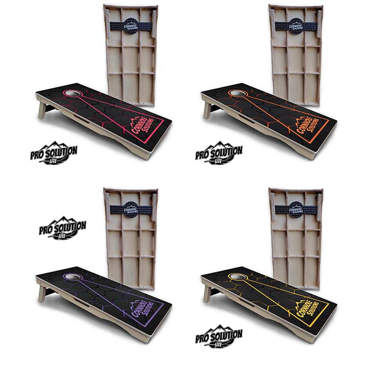 Pro Solution Lite - Glow Hole Black Color Options - Professional Tournament Cornhole Boards 3/4" Baltic Birch - Zero Bounce Zero Movement Vertical Interlocking Braces for Extra Weight & Stability +Double Thick Legs +Airmail Blocker