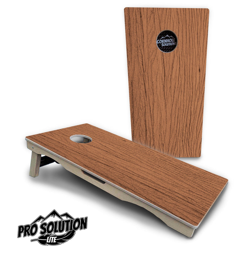 Pro Solution Elite - Brown Wood - Professional Tournament Cornhole Boards 3/4" Baltic Birch - Zero Bounce Zero Movement Vertical Interlocking Braces for Extra Weight & Stability +Double Thick Legs +Airmail Blocker