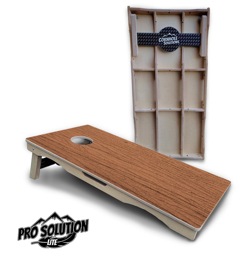 Pro Solution Lite - Brown Wood - Professional Tournament Cornhole Boards 3/4" Baltic Birch - Zero Bounce Zero Movement Vertical Interlocking Braces for Extra Weight & Stability +Double Thick Legs +Airmail Blocker