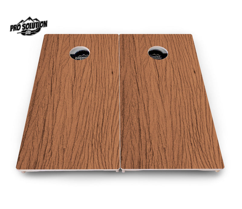 Pro Solution Elite - Brown Wood - Professional Tournament Cornhole Boards 3/4" Baltic Birch - Zero Bounce Zero Movement Vertical Interlocking Braces for Extra Weight & Stability +Double Thick Legs +Airmail Blocker