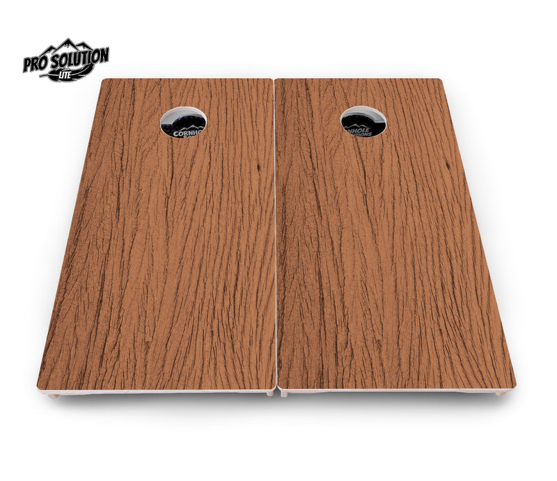 Pro Solution Lite - Brown Wood - Professional Tournament Cornhole Boards 3/4" Baltic Birch - Zero Bounce Zero Movement Vertical Interlocking Braces for Extra Weight & Stability +Double Thick Legs +Airmail Blocker