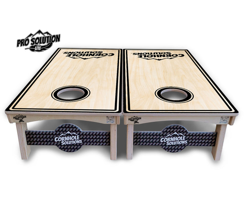 Pro Solution Lite - Pinstripe CS Logo Design Options - Professional Tournament Cornhole Boards 3/4" Baltic Birch - Zero Bounce Zero Movement Vertical Interlocking Braces for Extra Weight & Stability +Double Thick Legs +Airmail Blocker