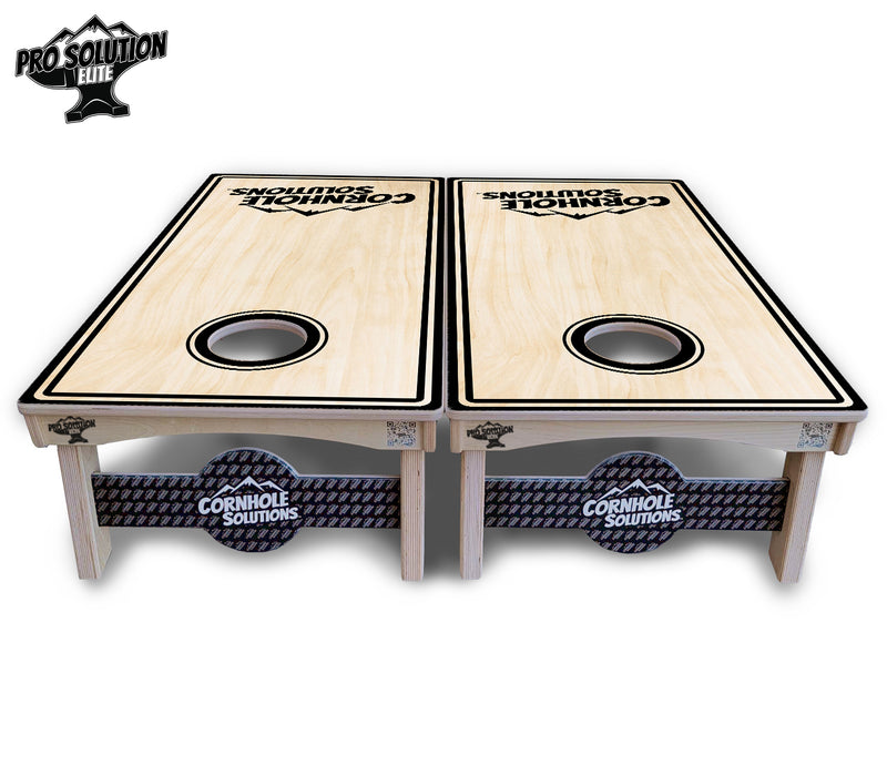 Pro Solution Elite - Pinstripe CS Logo Design Options - Professional Tournament Cornhole Boards 3/4" Baltic Birch - Zero Bounce Zero Movement Vertical Interlocking Braces for Extra Weight & Stability +Double Thick Legs +Airmail Blocker