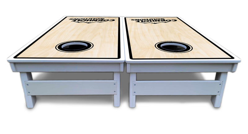 Waterproof - Pinstripe CS Logo Design Options - All Weather Boards "Outdoor Solution" 18mm(3/4")Direct UV Printed - Regulation 2' by 4' Cornhole Boards (Set of 2 Boards) Double Thick Legs, with Leg Brace & Dual Support Braces! (Copy)