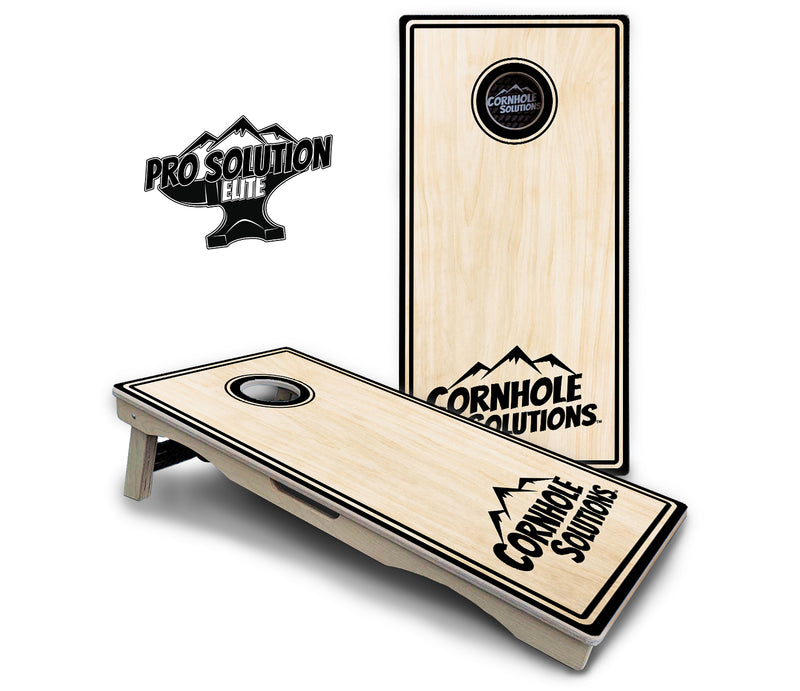 Pro Solution Elite - Pinstripe CS Logo Design Options - Professional Tournament Cornhole Boards 3/4" Baltic Birch - Zero Bounce Zero Movement Vertical Interlocking Braces for Extra Weight & Stability +Double Thick Legs +Airmail Blocker