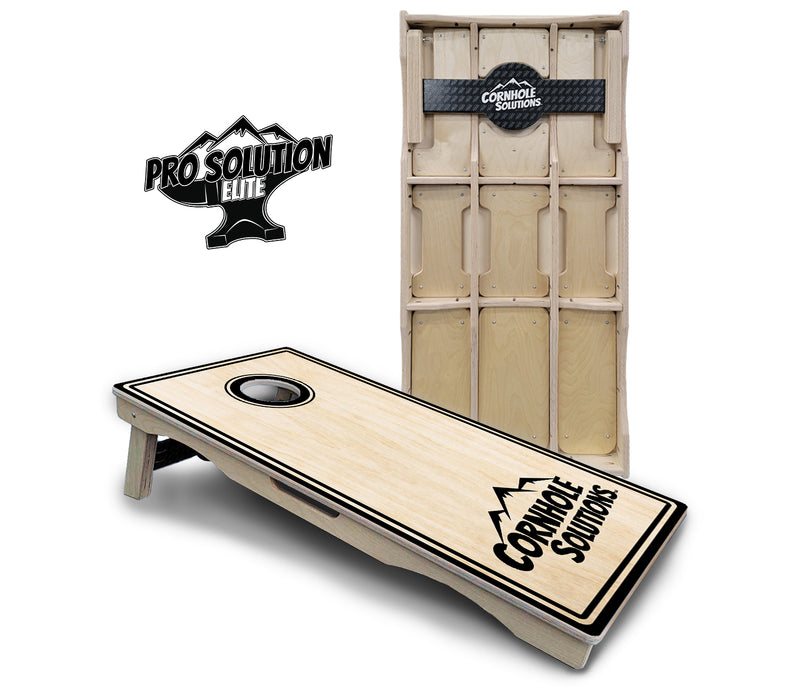 Pro Solution Elite - Pinstripe CS Logo Design Options - Professional Tournament Cornhole Boards 3/4" Baltic Birch - Zero Bounce Zero Movement Vertical Interlocking Braces for Extra Weight & Stability +Double Thick Legs +Airmail Blocker