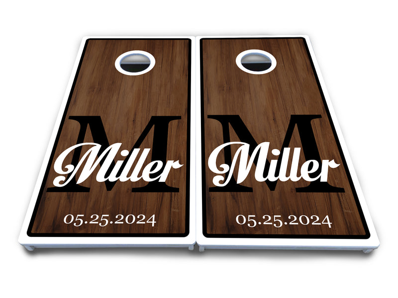 Waterproof - Wedding Letter Name Set - All Weather Boards "Outdoor Solution" 18mm(3/4")Direct UV Printed - Regulation 2' by 4' Cornhole Boards (Set of 2 Boards) Double Thick Legs, with Leg Brace & Dual Support Braces!