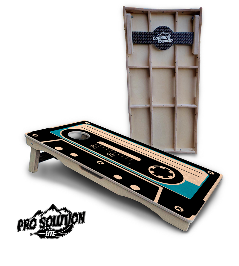 Pro Solution Lite - Cassette Tape - Professional Tournament Cornhole Boards 3/4" Baltic Birch - Zero Bounce Zero Movement Vertical Interlocking Braces for Extra Weight & Stability +Double Thick Legs +Airmail Blocker