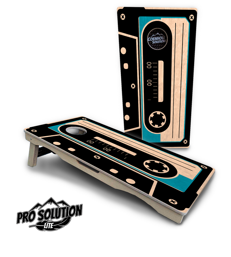 Pro Solution Lite - Cassette Tape - Professional Tournament Cornhole Boards 3/4" Baltic Birch - Zero Bounce Zero Movement Vertical Interlocking Braces for Extra Weight & Stability +Double Thick Legs +Airmail Blocker