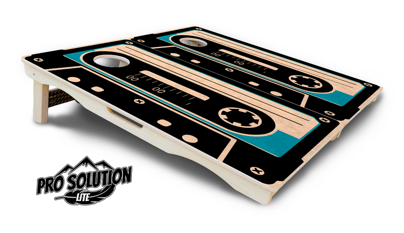 Pro Solution Lite - Cassette Tape - Professional Tournament Cornhole Boards 3/4" Baltic Birch - Zero Bounce Zero Movement Vertical Interlocking Braces for Extra Weight & Stability +Double Thick Legs +Airmail Blocker