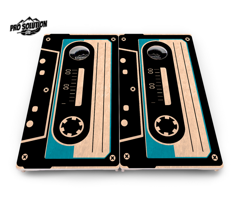 Pro Solution Lite - Cassette Tape - Professional Tournament Cornhole Boards 3/4" Baltic Birch - Zero Bounce Zero Movement Vertical Interlocking Braces for Extra Weight & Stability +Double Thick Legs +Airmail Blocker