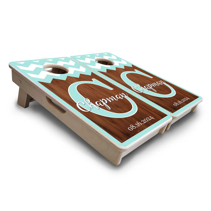 Mint Chevron - Mini or Vacation Size Cornhole Boards