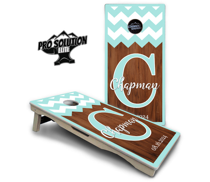 Mint Chevron Cornhole Boards - Pro Solution Elite Series