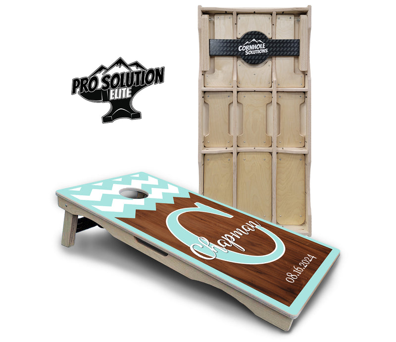 Pro Solution Elite - Mint Chevron - Professional Tournament Cornhole Boards 3/4" Baltic Birch - Zero Bounce Zero Movement Vertical Interlocking Braces for Extra Weight & Stability +Double Thick Legs +Airmail Blocker