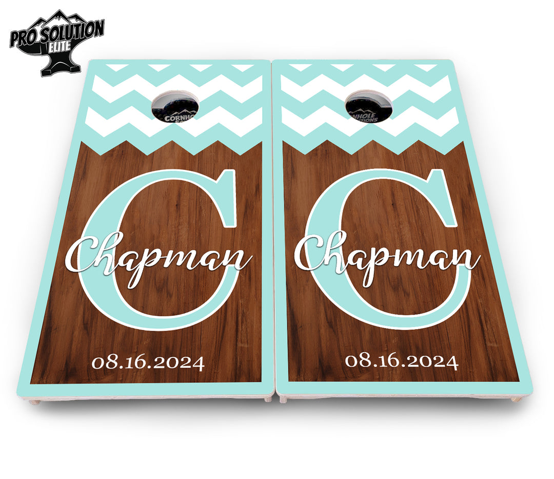 Mint Chevron Cornhole Boards - Pro Solution Elite Series