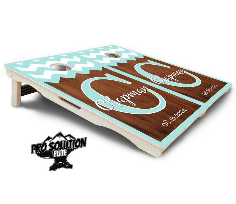 Pro Solution Elite - Mint Chevron - Professional Tournament Cornhole Boards 3/4" Baltic Birch - Zero Bounce Zero Movement Vertical Interlocking Braces for Extra Weight & Stability +Double Thick Legs +Airmail Blocker