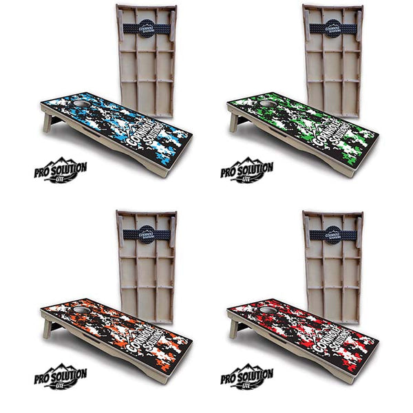 Pro Solution Elite - Digital Camo - Professional Tournament Cornhole Boards 3/4" Baltic Birch - Zero Bounce Zero Movement Vertical Interlocking Braces for Extra Weight & Stability +Double Thick Legs +Airmail Blocker