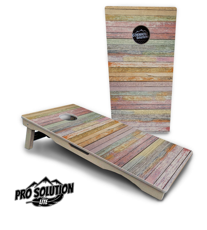 Pro Solution Elite - Colorful Horizontal Planks - Professional Tournament Cornhole Boards 3/4" Baltic Birch - Zero Bounce Zero Movement Vertical Interlocking Braces for Extra Weight & Stability +Double Thick Legs +Airmail Blocker