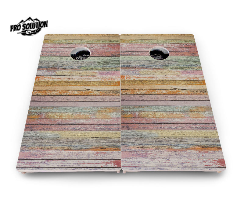 Pro Solution Elite - Colorful Horizontal Planks - Professional Tournament Cornhole Boards 3/4" Baltic Birch - Zero Bounce Zero Movement Vertical Interlocking Braces for Extra Weight & Stability +Double Thick Legs +Airmail Blocker