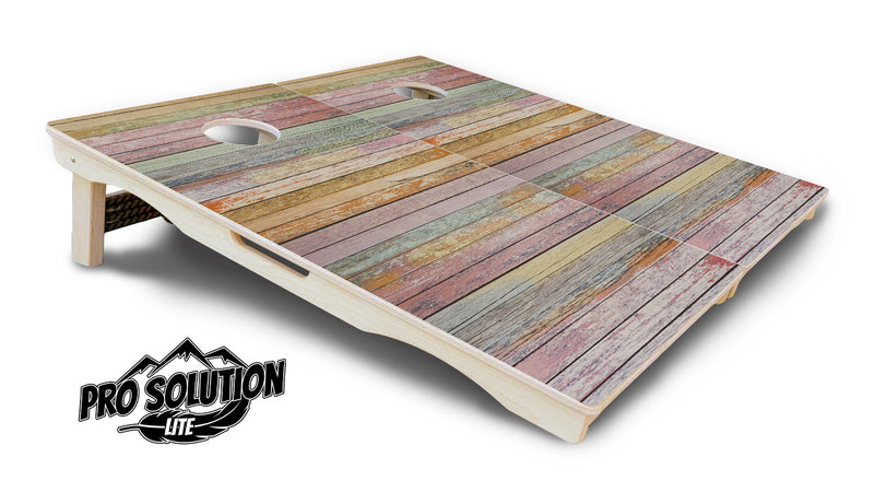 Pro Solution Elite - Colorful Horizontal Planks - Professional Tournament Cornhole Boards 3/4" Baltic Birch - Zero Bounce Zero Movement Vertical Interlocking Braces for Extra Weight & Stability +Double Thick Legs +Airmail Blocker