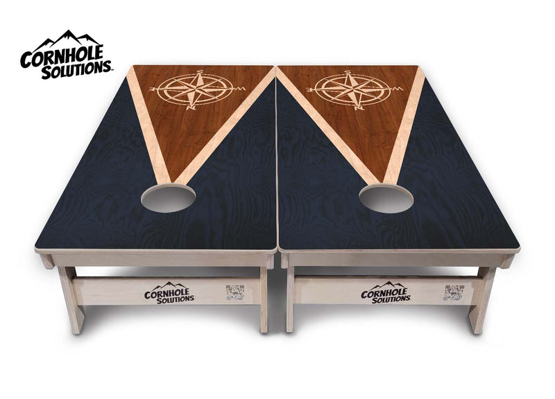 Tournament Boards - Compass Stain Triangle - Professional Tournament 2'x4' Regulation Cornhole Set - 3/4″ Baltic Birch + UV Direct Print + UV Clear Coat