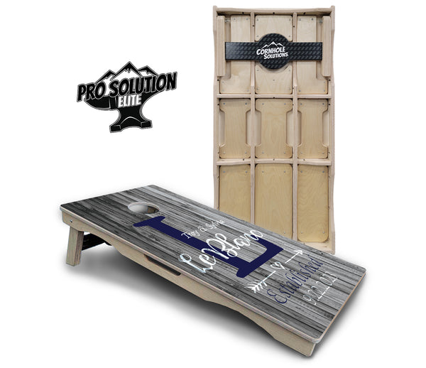 Pro Solution Elite - Grey Slat Wood Design - Professional Tournament Cornhole Boards 3/4" Baltic Birch - Zero Bounce Zero Movement Vertical Interlocking Braces for Extra Weight & Stability +Double Thick Legs +Airmail Blocker