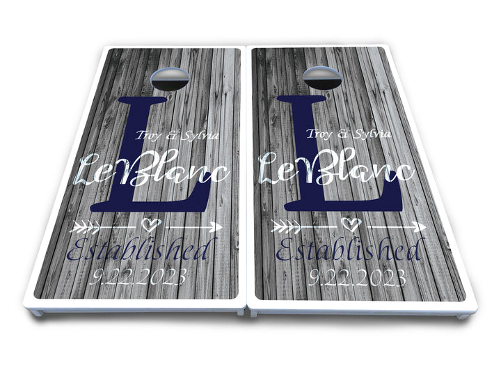 Grey Slat Wood Cornhole Boards - All Weather Series