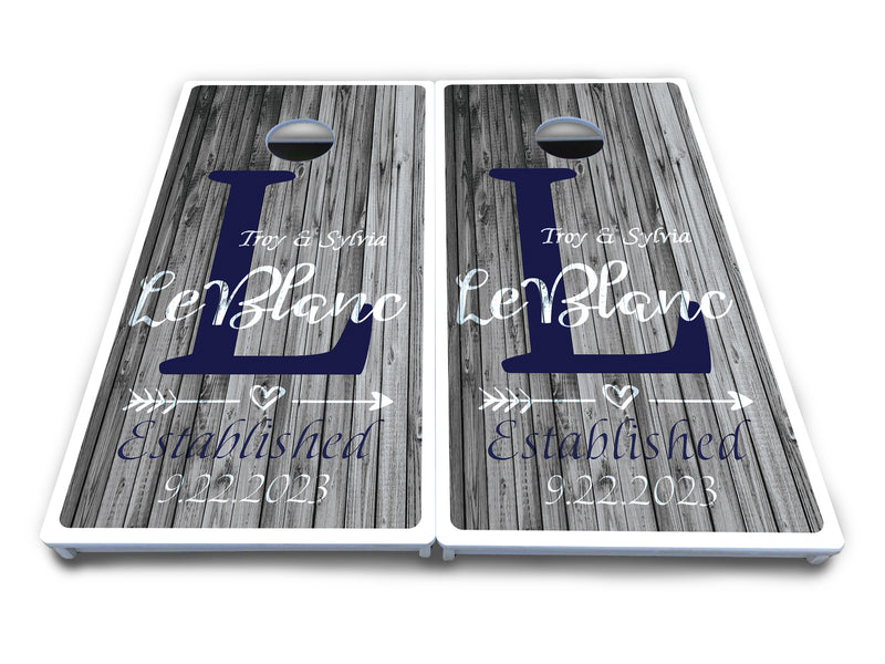 Waterproof - Grey Slat Wood Design - All Weather Boards "Outdoor Solution" 18mm(3/4")Direct UV Printed - Regulation 2' by 4' Cornhole Boards (Set of 2 Boards) Double Thick Legs, with Leg Brace & Dual Support Braces!