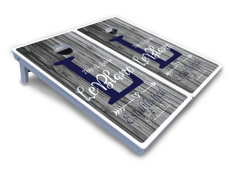 Waterproof - Grey Slat Wood Design - All Weather Boards "Outdoor Solution" 18mm(3/4")Direct UV Printed - Regulation 2' by 4' Cornhole Boards (Set of 2 Boards) Double Thick Legs, with Leg Brace & Dual Support Braces!