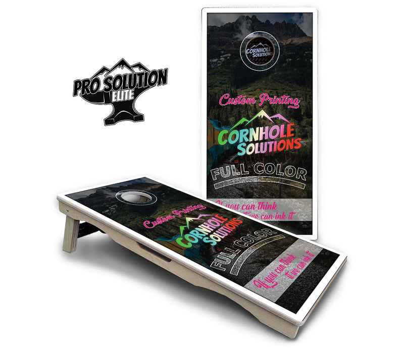 Pro Solution Elite - Custom Design (No Trademark Requests) - Professional Tournament Cornhole Boards 3/4" Baltic Birch - Zero Bounce Zero Movement Vertical Interlocking Braces for Extra Weight & Stability +Double Thick Legs +Airmail Blocker