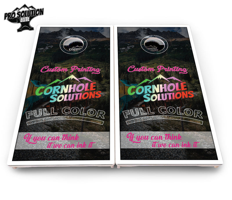 Pro Solution Elite - Custom Design (No Trademark Requests) - Professional Tournament Cornhole Boards 3/4" Baltic Birch - Zero Bounce Zero Movement Vertical Interlocking Braces for Extra Weight & Stability +Double Thick Legs +Airmail Blocker