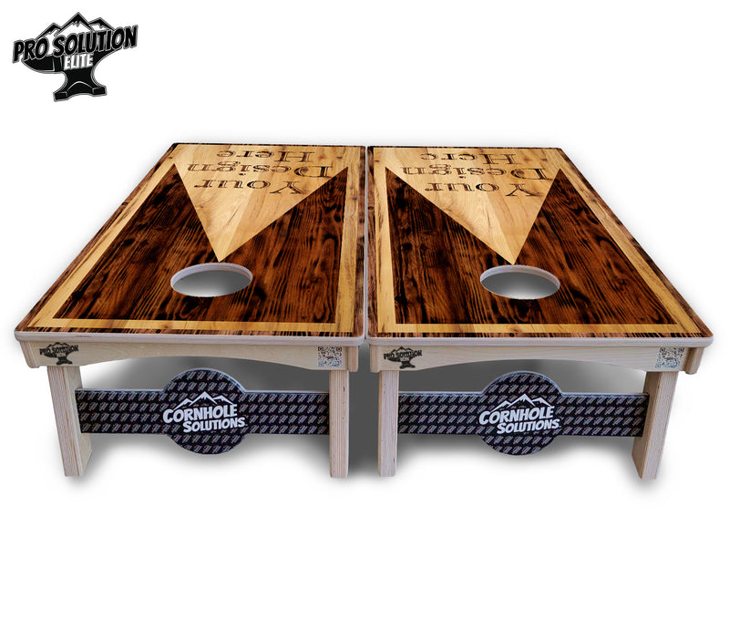 Pro Solution Elite - Custom Wooden Triangle - Professional Tournament Cornhole Boards 3/4" Baltic Birch - Zero Bounce Zero Movement Vertical Interlocking Braces for Extra Weight & Stability +Double Thick Legs +Airmail Blocker