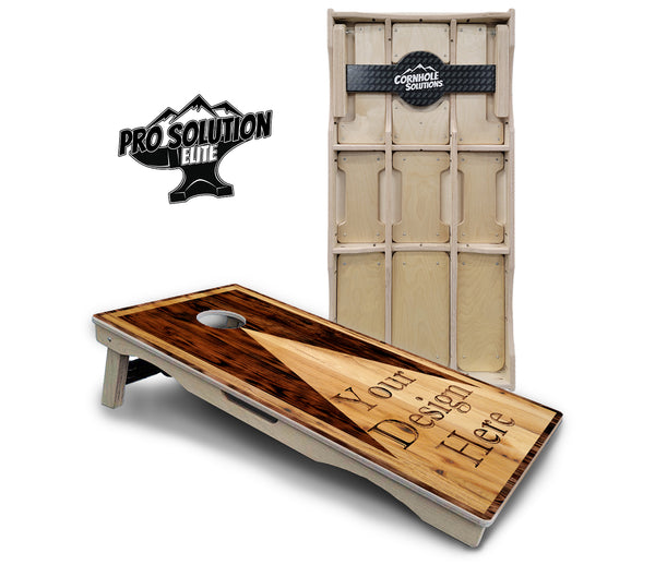 Pro Solution Elite - Custom Wooden Triangle - Professional Tournament Cornhole Boards 3/4" Baltic Birch - Zero Bounce Zero Movement Vertical Interlocking Braces for Extra Weight & Stability +Double Thick Legs +Airmail Blocker