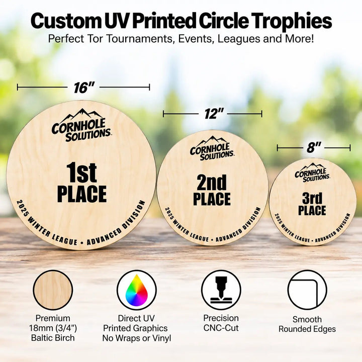 Custom UV Printed Circle Trophy – 8", 12" or 16"