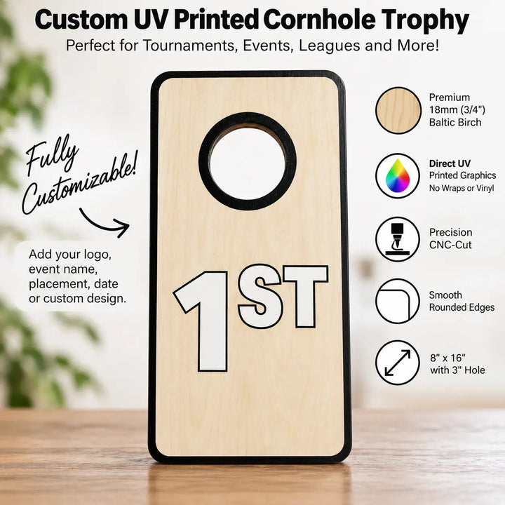 Custom UV Printed Cornhole Trophy – 8" x 16"