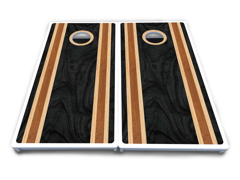 Waterproof - Dark Wood Design - All Weather Boards "Outdoor Solution" 18mm(3/4")Direct UV Printed - Regulation 2' by 4' Cornhole Boards (Set of 2 Boards) Double Thick Legs, with Leg Brace & Dual Support Braces!