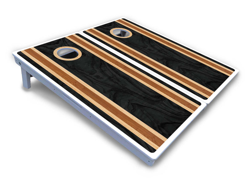 Waterproof - Dark Wood Design - All Weather Boards "Outdoor Solution" 18mm(3/4")Direct UV Printed - Regulation 2' by 4' Cornhole Boards (Set of 2 Boards) Double Thick Legs, with Leg Brace & Dual Support Braces!