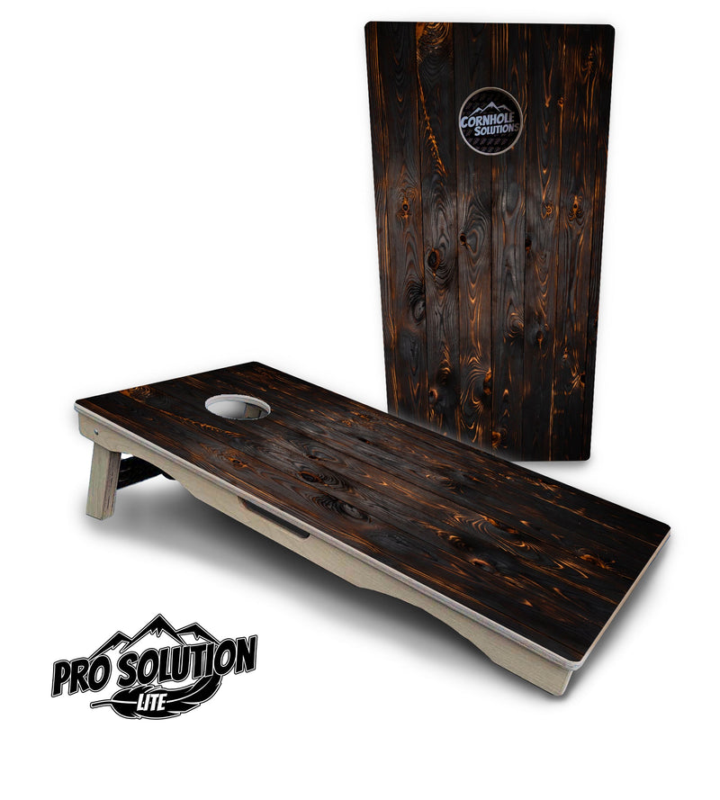 Pro Solution Elite - Dark Burnt Wood - Professional Tournament Cornhole Boards 3/4" Baltic Birch - Zero Bounce Zero Movement Vertical Interlocking Braces for Extra Weight & Stability +Double Thick Legs +Airmail Blocker