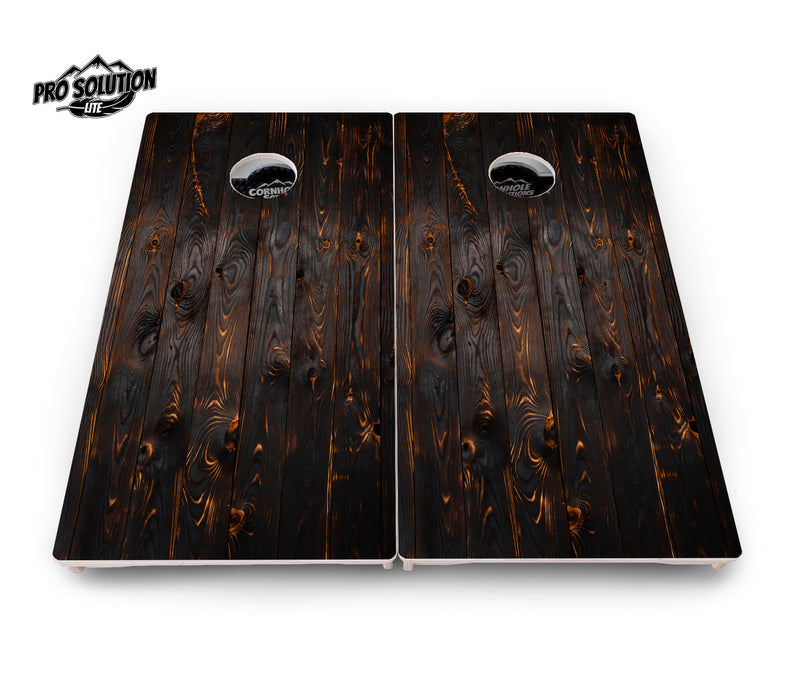 Pro Solution Elite - Dark Burnt Wood - Professional Tournament Cornhole Boards 3/4" Baltic Birch - Zero Bounce Zero Movement Vertical Interlocking Braces for Extra Weight & Stability +Double Thick Legs +Airmail Blocker