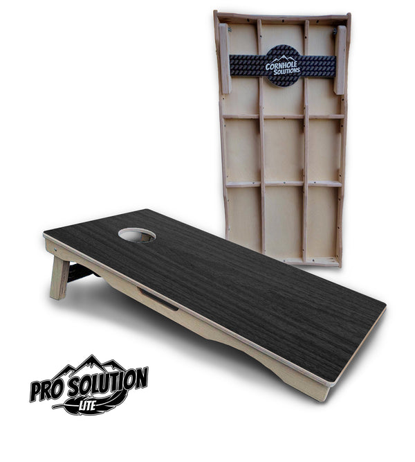 Pro Solution Lite - Dark Grey Wood - Professional Tournament Cornhole Boards 3/4" Baltic Birch - Zero Bounce Zero Movement Vertical Interlocking Braces for Extra Weight & Stability +Double Thick Legs +Airmail Blocker