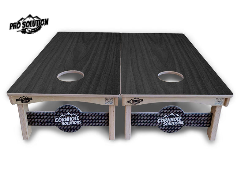 Pro Solution Elite - Dark Grey Wood - Professional Tournament Cornhole Boards 3/4" Baltic Birch - Zero Bounce Zero Movement Vertical Interlocking Braces for Extra Weight & Stability +Double Thick Legs +Airmail Blocker