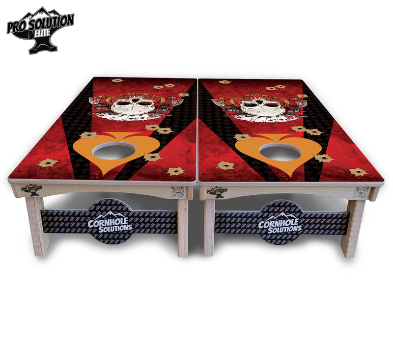 Pro Solution Elite - Artist Series Design Options - Professional Tournament Cornhole Boards 3/4" Baltic Birch - Zero Bounce Zero Movement Vertical Interlocking Braces for Extra Weight & Stability +Double Thick Legs +Airmail Blocker