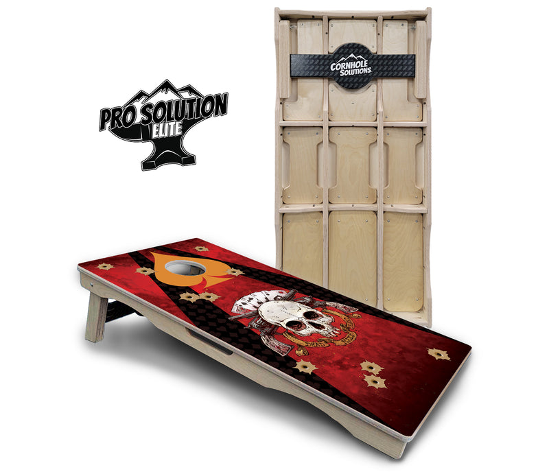 Pro Solution Elite - Artist Series Design Options - Professional Tournament Cornhole Boards 3/4" Baltic Birch - Zero Bounce Zero Movement Vertical Interlocking Braces for Extra Weight & Stability +Double Thick Legs +Airmail Blocker