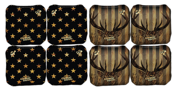 Pro Style Regulation 6x6 - Rec Cornhole Bags - Deer Flag Stars & Stripes - Speed 4 & 7 (Set of 4 or 8 Bags)